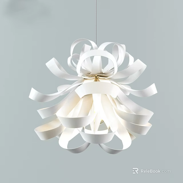 Modern Irregular Pendant Light With Elegant White Ribbon Design And Unique Hanging Style 3d model 