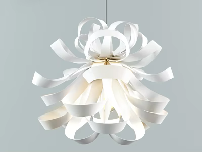 Modern Irregular Pendant Light With Elegant White Ribbon Design And Unique Hanging Style 3d model