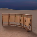 Wooden Room Divider With Multiple Panels In Desert Landscape Under Blue Sky