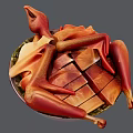 Artistic Food Sculpture Featuring Chicken Legs On Plated Sliced Layers