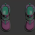 Modern Chunky Sneakers With Pink Upper Green Laces And Gray Soles
