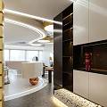 Modern Beauty Hair Salon Interior With Black Leather Chairs Mirrors And Stylish Lighting