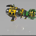 Futuristic Sci Fi Weapon With Yellow Mechanical Body And Green Glowing Cannon