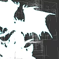 Game Movie Demon Character with Large Black Wings Chains Skeleton Holding Flaming Weapon Blue Fire