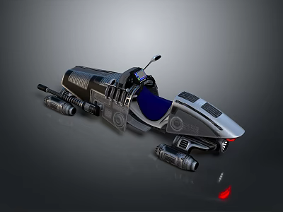 Futuristic Sci Fi Motorcycle Design With Black Silver Body And Blue Seat 3d model