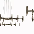 Modern Geometric Chandelier With Metal Frame And Multiple Linear Light Arms 3d model