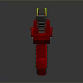 Red And Silver Toy Gun With Mechanical Structure Green Circular Part And Yellow Component