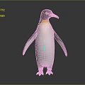 Standing Penguin with Black and White Body and Yellow Head Patch Against Gray Background