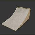 Wooden Skateboard Ramp For Home Use With Blue Edge And Scratched Surface