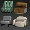 Modern Single Sofa Designs with Various Colors and Comfortable Upholstered Styles 3d model