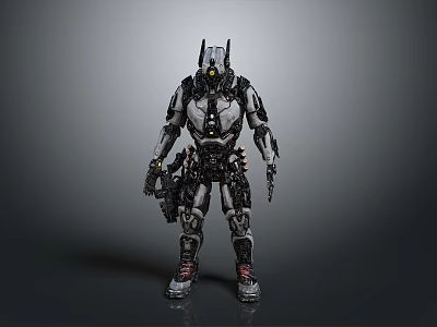 Futuristic Sci Fi Character with Detailed Biomechanical Armor and Advanced Weapons 3d model