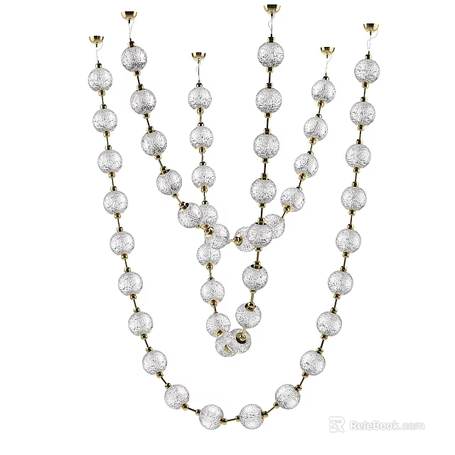 Crystal Beaded Chandelier With Multiple Hanging Strands For Modern Interior Design 3d model 