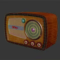 Vintage Wooden Radio Speaker Featuring Classic Dial Green Indicator And Control Knobs 3d model