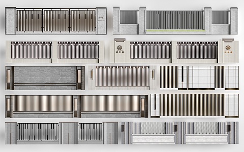 Community fence, courtyard wall, landscape fence, wrought iron grille fence 3d model