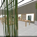 Apple Retail Store With Glass Front Display Tables Green Plants And Modern Interior