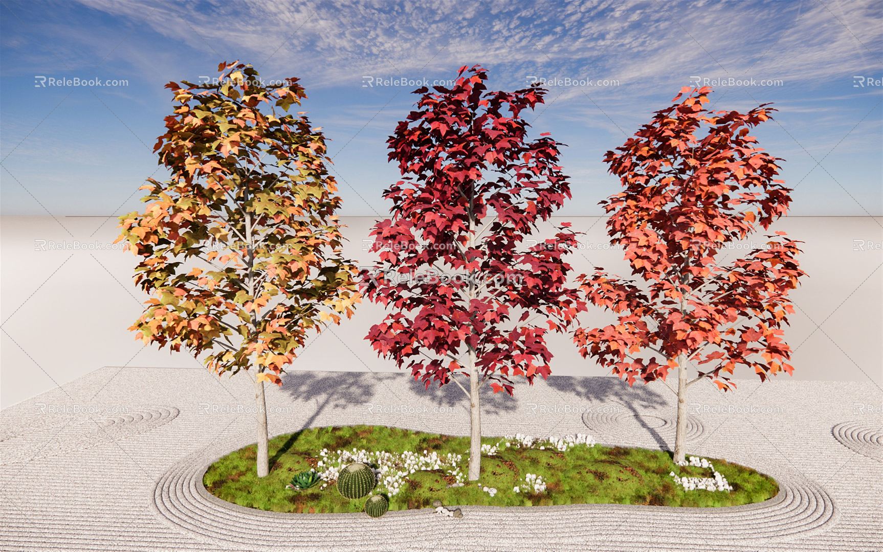 Modern Maple American Red Maple Red Maple Landscape Arbor 3d model