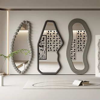 Silent mirror shaped decorative mirror 3d model