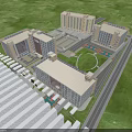 Modern White Multi Story School Building With Basketball Court Under Blue Sky
