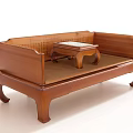 Traditional Wooden Two Seater Sofa With Rattan Seat Curved Legs And Small Coffee Table