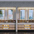Modern Double Vanity Bathroom With Wooden Cabinets Stone Countertop And Mirror Lighting