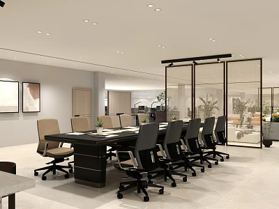 Office Meeting Room Reception Area Office Hall Sofa Bar Glass Partition Simple Office 3d model