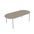Simple Oval Dining Table With Wooden Surface And Metal Legs Design