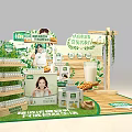 Commercial Equipment for Organic Food Product Display with Green Decorations and Shelf Stand