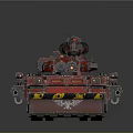 Red Battle Tank With Heavy Armor Tracks Turret Front Plow And Mechanical Details
