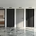 Various Design Hinged Doors Showroom Display With Black Gray And Frosted Glass Features