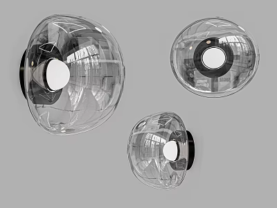 Transparent Glass Spherical Modern Wall Lamp Design For Home Interior Lighting 3d model