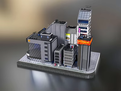 Miniature Urban City Building Model With High Rise Low Rise Structures And Street Details 3d model