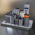 Miniature Urban City Building Model With High Rise Low Rise Structures And Street Details