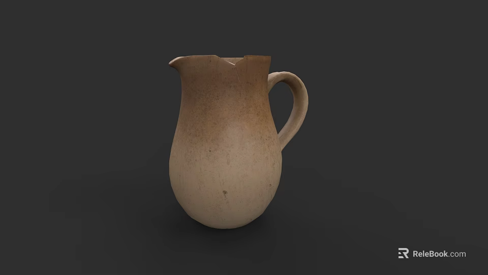 Handcrafted Ceramic Pitcher With Vintage Style Beige And Brown Glaze Design 3d model 