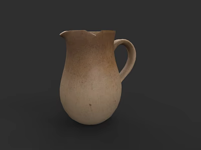 Handcrafted Ceramic Pitcher With Vintage Style Beige And Brown Glaze Design 3d model