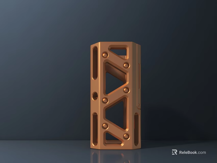 Modern Copper Colored Metal Stool With Geometric Design And Hollow Structure 3d model