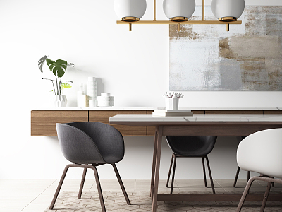 Nordic Dining Table and Chair Combination model