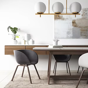 Nordic Dining Table and Chair Combination 3d model