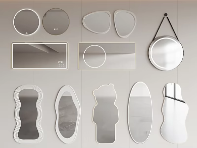 Decorative Mirrors In Various Shapes And Modern Designs For Home Interiors 3d model