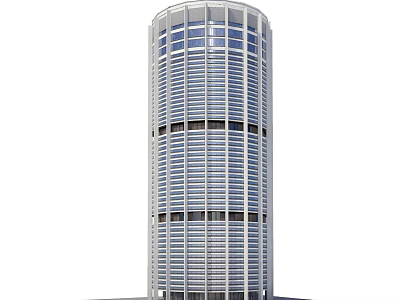 Modern Tall Office Building With Glass Facade And Horizontal Stripe Windows Exterior 3d model