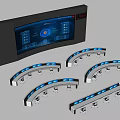 Contemporary Curved Table Chair Set With Blue LED Lighting And Digital
