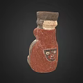 Traditional Human Shaped Ceramic Vessel With Decorative Patterns And Red Black Colors