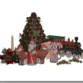 Christmas Themed Decorative Ornament Set With Tree Train Santa Pony And Candy Canes