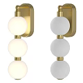 Modern Wall Lamps With Three White Globe Shades And Brass Finish
