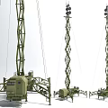 Industrial Equipment Green Telescopic Tower Structures With Platforms And Mechanical Components