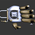 First Alchemist Character With Silver Gold Mechanical Claw And Reflective Surface 3d model