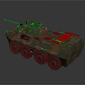Military Armored Vehicle With Camouflage Paint Turret Machine Gun And Six Wheel Design