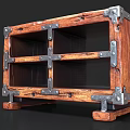 Sturdy Vintage Wooden Shelf Featuring Metal Hardware And Multiple Storage Shelves
