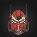 Red Futuristic Mechanical Helmet With Antennas And Breathing Hoses Design