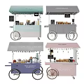 Functional Mobile Food Carts With Homemade Ice Cream Coffee Pastries And Display Shelves