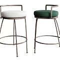 Modern Bar Stools With Metal Frame And White Green Cushioned Seats